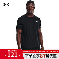 安德玛 UNDERARMOUR）男子短袖春夏跑步T恤衫运动服户外休闲干爽透气半袖 1369743-001黑色/轻质 L