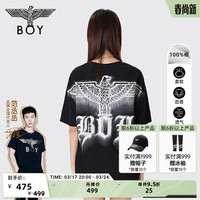 BOY LONDON24新品春夏男女同款上衣虚化经典老鹰字母设计潮流圆领T恤N01031 黑色