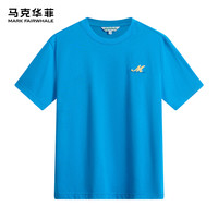 马克华菲短袖T恤男2024春夏圆领字母刺绣休闲男女同款T恤衫 109天蓝 XL
