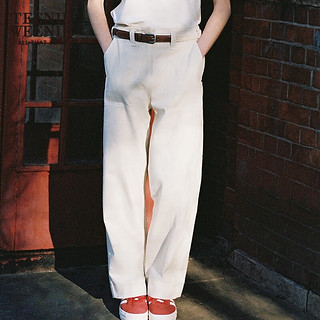 Teenie Weenie小熊女装2024年夏季高腰直筒牛仔裤长裤白色裤子 乳白色 175/XL