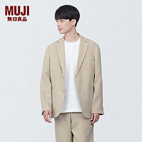 无印良品 MUJI 男式 麻 夹克 男士外套夏季款 AD0VGA4S 淡黄色 XL 180/104A