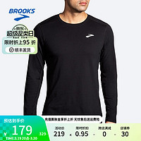 BROOKS 布鲁克斯 男套头上衣透气柔软跑步运动衣服卫衣长袖T恤速干 黑 XS/165/96A