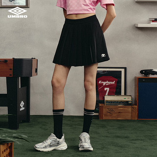 茵宝（Umbro）运动短裙女款春夏小个子高腰显瘦百搭A字半身百褶裙 凝眸黑 L