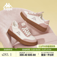 KAPPA卡帕女鞋运动德训鞋子女2024春季新款百搭软底板鞋厚底休闲小白鞋 经典白/