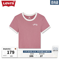 Levi's李维斯24春季女士logo印花短袖T恤修身版型显瘦百搭 粉色 A3523-0073 M
