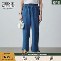 Teenie Weenie小熊2024年夏季新款高腰牛仔裤休闲长裤柔软薄款时尚 深蓝色 155/XS