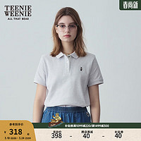 Teenie Weenie小熊2024年夏季POLO衫马卡龙多巴胺时尚短袖T恤 浅灰色 155/XS