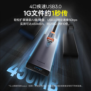 倍思Type-C扩展坞拓展坞HUB分线集线转换器4K高清投屏USB3.0/PD100W通用雷电笔记本 6合1高刷【4K60Hz+PD+USB3.0*4】