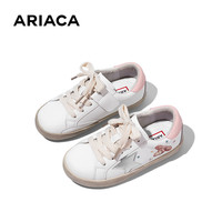 Ariaca艾芮苏女童休闲鞋2024春季儿童小白鞋软底单鞋中大童星星板鞋 米黑 29码 脚长18.0-18.6