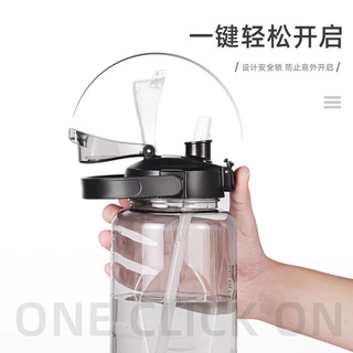 恩尔美（nRMEi）运动水杯男大容量茶水分离塑料杯耐高温水壶夏季 玫红（刻度+吸管） 3800ml