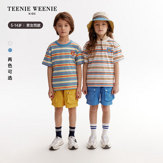 Teenie Weenie Kids小熊童装24春夏男女童短袖条纹圆领舒适T恤 象牙白 120cm