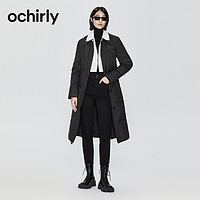 ochirly 欧时力 显瘦腰带 长款外套 衬衫羽绒服女23新款秋冬