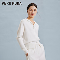 VERO MODA 针织衫2024春夏新款优雅气质连帽拉链外套女帽衫开衫
