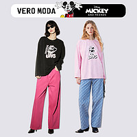 VERO MODA T恤女迪士尼米奇联名2023秋冬新款长袖圆领宽松可爱上衣