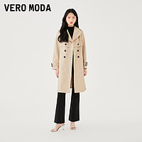 VERO MODA 风衣2024春夏新款收腰翻领中长款纯色英伦通勤外套女▲