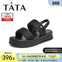 TATA 他她 2024夏时尚舒适休闲凉鞋女鞋WL601BL4 黑色 40