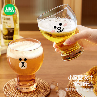 LINE FRIENDS玻璃啤酒杯家用喝水大容量果汁牛奶咖啡杯水杯