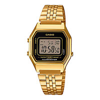 CASIO 卡西欧 黑色表盘不锈钢表带光电石英手表LA680WGA-1DF