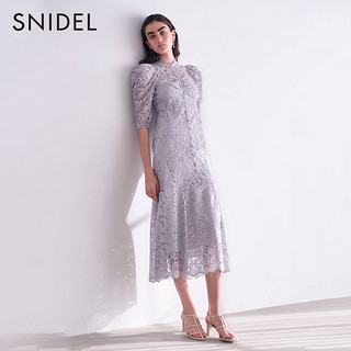 SNIDEL 2022春夏新品优雅重工蕾丝勾花系带拼接连衣裙SWFO221069