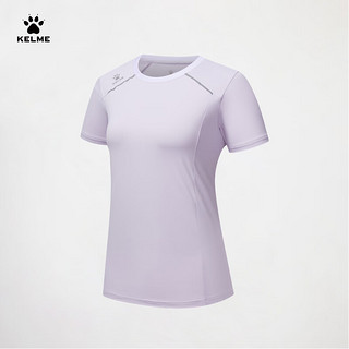 卡尔美（KELME）短袖T恤女2024春夏运动户外训练服透气圆领上衣 浅紫 M