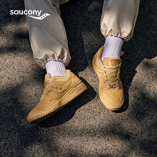 Saucony索康尼CROSS 90MID高帮板鞋男24春季真皮牛皮运动鞋子 卡基【低帮】 40