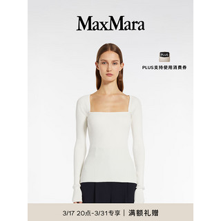 MaxMara 2024春夏女装方领修身长袖毛衣6361114106 象牙白 2XL