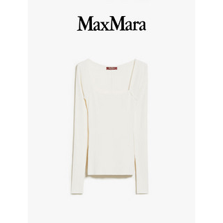 MaxMara 2024春夏女装方领修身长袖毛衣6361114106 象牙白 2XL