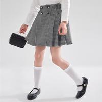 【全棉内衬 优雅千鸟格】女童春秋半身裙儿童中大童百褶裙