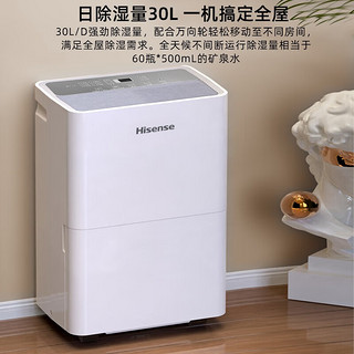 Hisense 海信 除湿机大面积90平抽湿机 别墅吸湿器 地下室工业去湿防潮除湿器 30L/天 （适用30-100平）