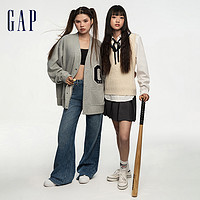 Gap 盖璞 男女装秋季LOGO宽松V领开衫学院风装892268