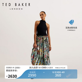 Ted Baker【松弛假日】TED BAKER2024春季女士印花百褶连衣裙274138A 黑色 2