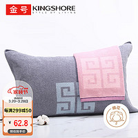 KINGSHORE 金号 纯棉枕巾 3A抗菌全棉新疆长绒棉枕头巾一对装紫+灰 52*80cm 175G