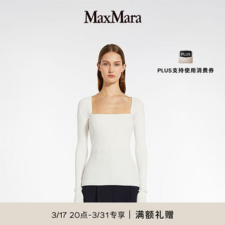 MaxMara 2024春夏女装方领修身长袖毛衣6361114106 象牙白 XL