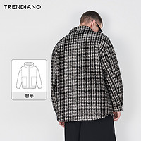 TRENDIANO 羽绒外套2023冬新款绵羊毛格纹小香风无性别羽绒服微阔