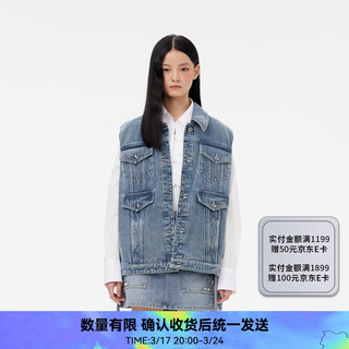 RE'VAN芮范2024春季设计师款休闲风金属扣牛仔马夹RM10703164 蓝色 XS/34