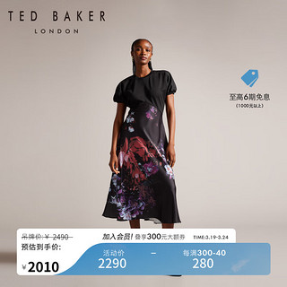Ted Baker2024春季女士印花泡泡袖拼接连衣裙271797A 黑色 4