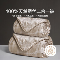 乐蜗家纺LOVO罗莱生活旗下 A类100%西丰蚕丝二合一冬被子 10斤220*240cm金色 A类抗菌100%西丰蚕丝-二合一被 1.8/2m床/220*240cm