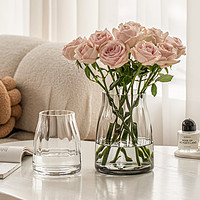 点意 花瓶摆件客厅插花轻奢高级感干花餐桌玫瑰鲜花水培水养透明玻璃小