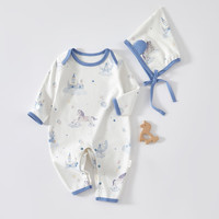婧麒（JOYNCLEON）婴儿衣服连体衣春装纯棉宝宝爬服舒适新生儿超萌哈衣长袖春秋 天马连体不含帽子