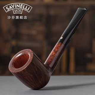 沙芬（SAVINELLI）【9mm滤芯烟斗专区】意大利石楠木烟斗老式实木男士高档烟具 【金点酒红光面斗 412斗型】9mm