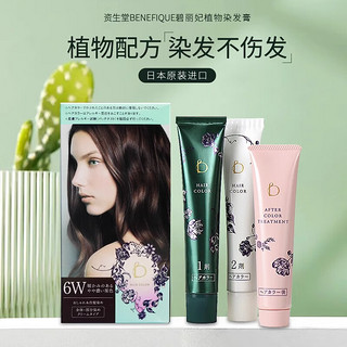 资生堂碧丽妃染发剂Benefique植物温和遮盖白发护色染发膏6W深红棕