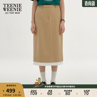 Teenie Weenie小熊2024年小H型半身裙中长裙包臀裙气质裙早春 卡其色 165/M