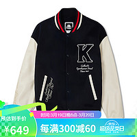 卡帕（Kappa）龙年新年款棒球棉服男女撞色字母户外防寒服K0EW2MM38 暗夜蓝黑-906 L