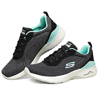 SKECHERS 斯凯奇 女鞋2024春夏新款网面鞋潮流时尚运动休闲鞋复古耐磨跑步鞋 BKTQ/黑色/青绿色 35.5