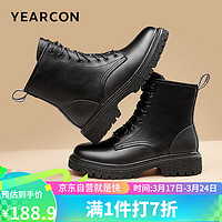 YEARCON 意尔康 女鞋潮流帅气百搭马丁靴厚底潮流加绒女靴 26261W黑色36 黑色26261