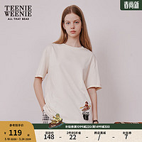 TEENIE WEENIE 小熊夏季新款T恤女韩版时尚圆领简约短袖上衣TW小熊 象牙白 170/L