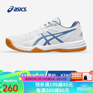 ASICS 亚瑟士 专业羽毛球鞋男女款透气排球鞋 UPCOURT 5 防滑减震耐磨 1074A039-105白蓝 UP 5 GS 40