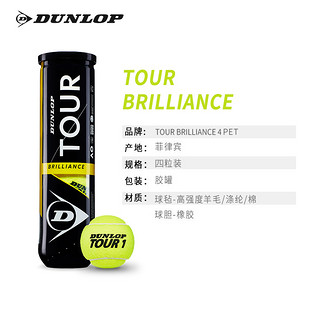 DUNLOP邓禄普网球加亮网球练习比赛用球TOUR BRILLIANCE 2024新球 加亮球整箱18罐