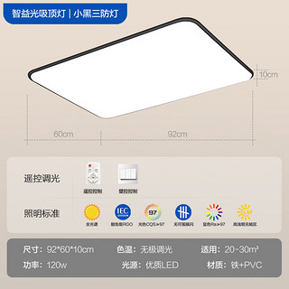 TCL 照明led吸顶灯高显色指数防蓝光客厅灯现代简约灯具套餐中山灯饰 黑【高显护眼】120W无极92*60cm