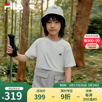 FILA斐乐儿童童装上衣2024春季中大童男童休闲运动短袖T恤 云白色-WT 150cm